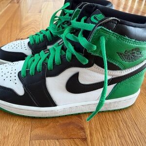 Nike Air Jordan 1 High Black White Green Sneakers